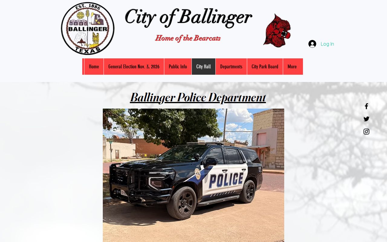 Runnels County Ballinger warrant records police contact page
