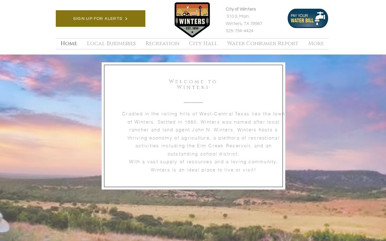 Runnels County Winters warrant records City Hall contact
