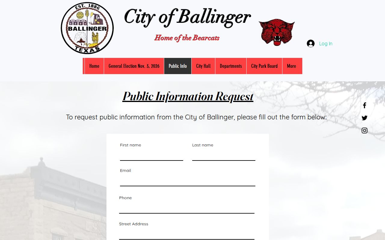 Runnels County Ballinger warrant record public information request form