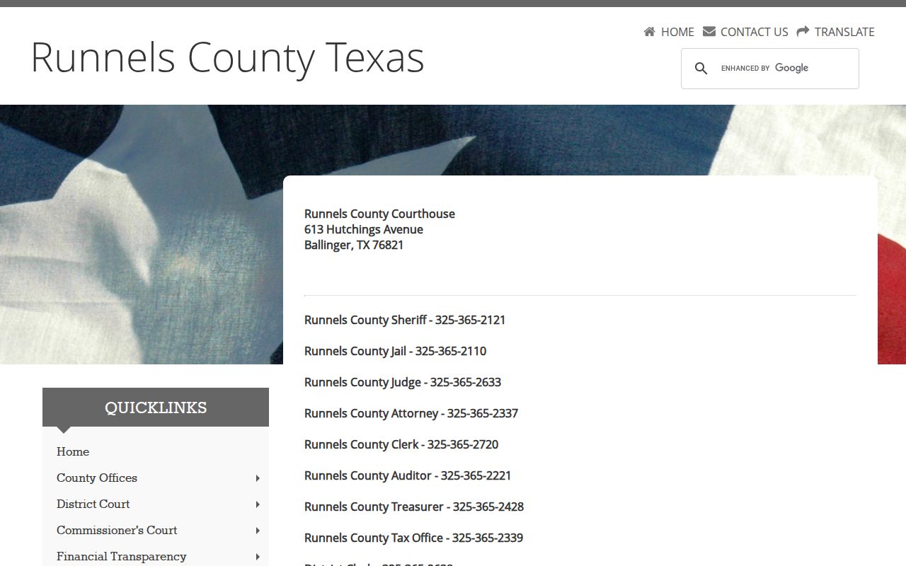 Runnels County warrant and court office contacts