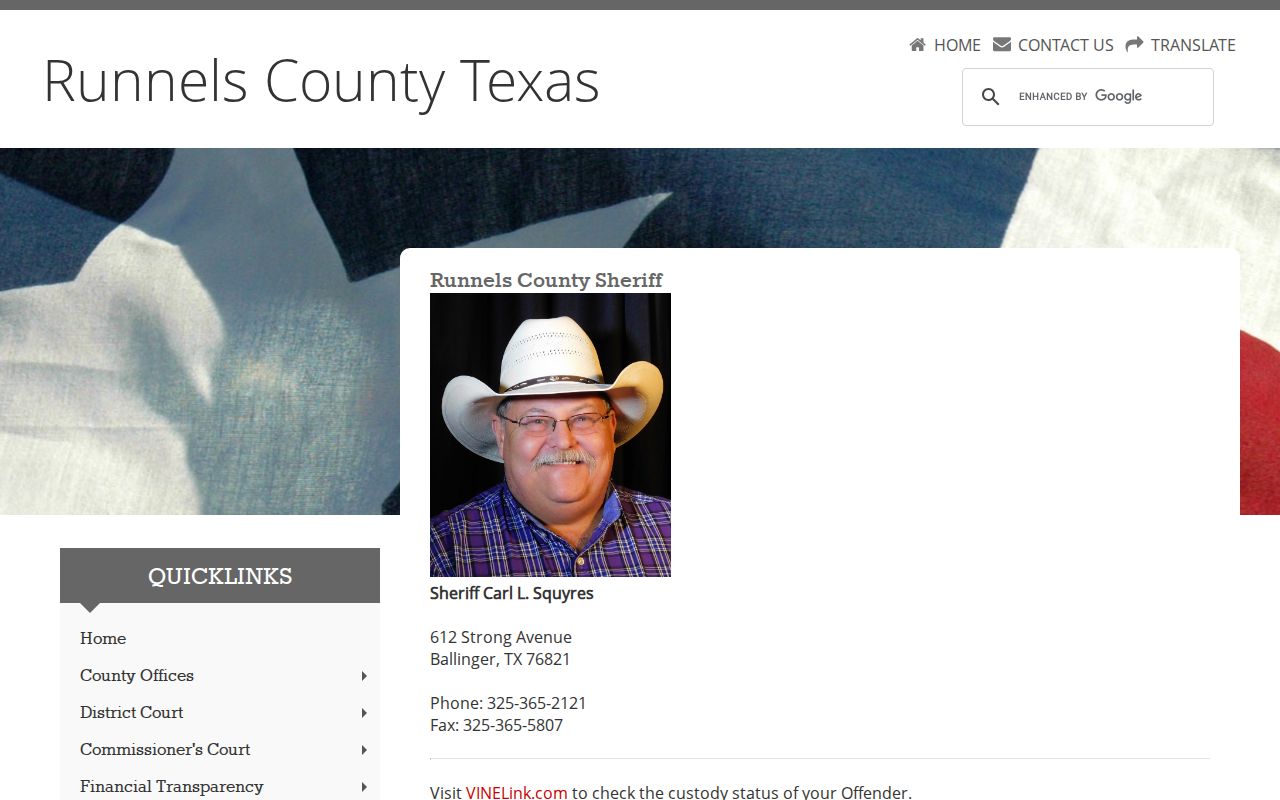 Runnels County most wanted program contact at the official sheriff office